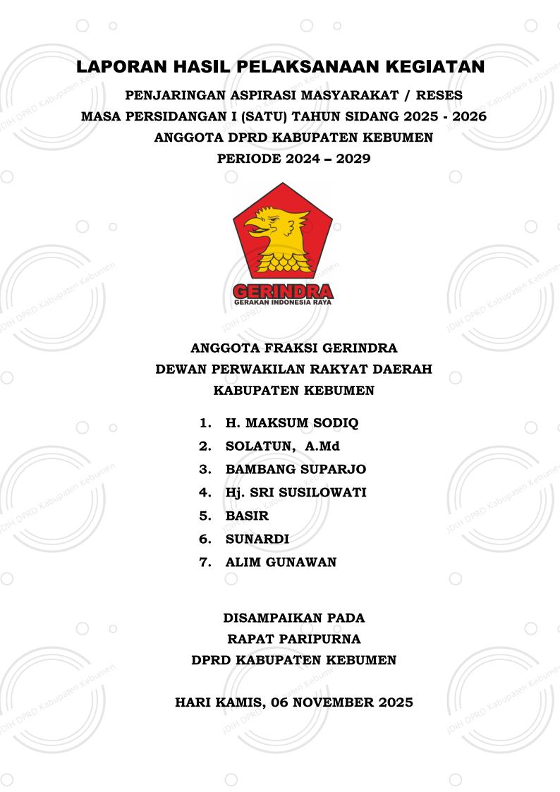 Laporan Reses Fraksi Partai Gerindra Masa Persidangan I Tahun Sidang 2025–2026